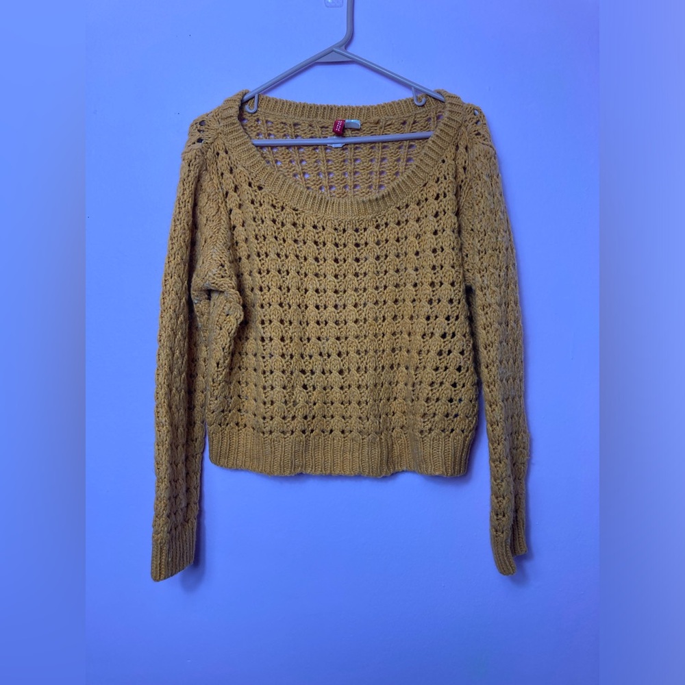 H&M Mustard Off the Shoulder Sweater Medium